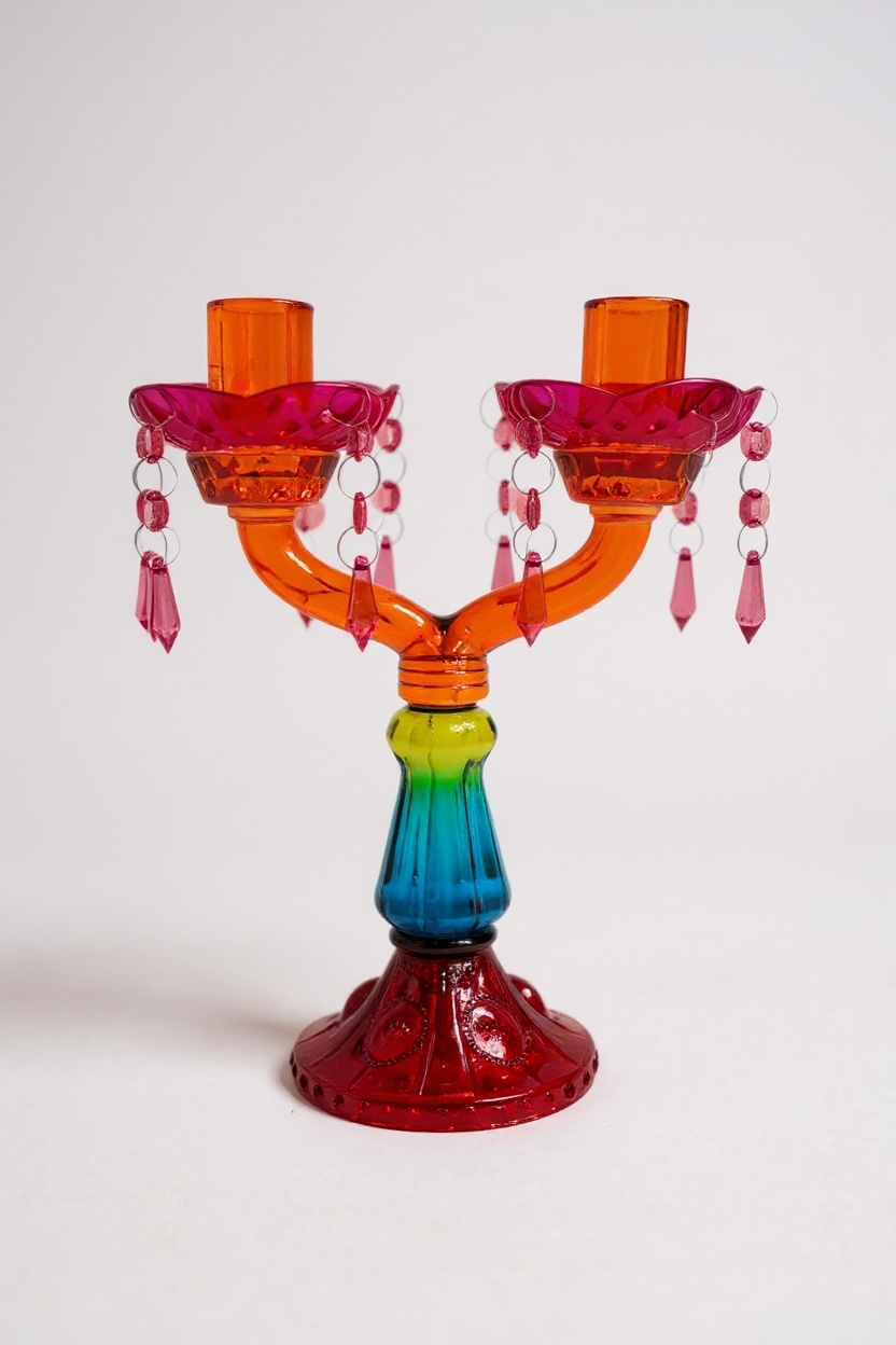 Χρωματιστά Γυάλινα Κηροπήγια στυλ Murano 2 τεμ