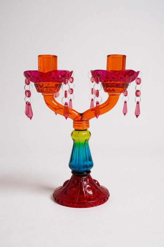 Χρωματιστά Γυάλινα Κηροπήγια στυλ Murano 2 τεμ