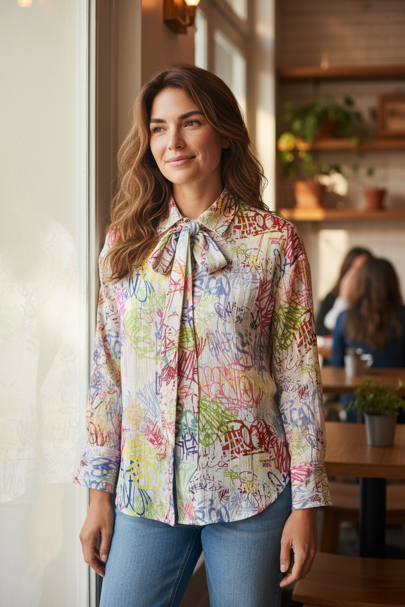 Eighty2 by Figaro - Πουκαμίσα Graffiti Λευκό