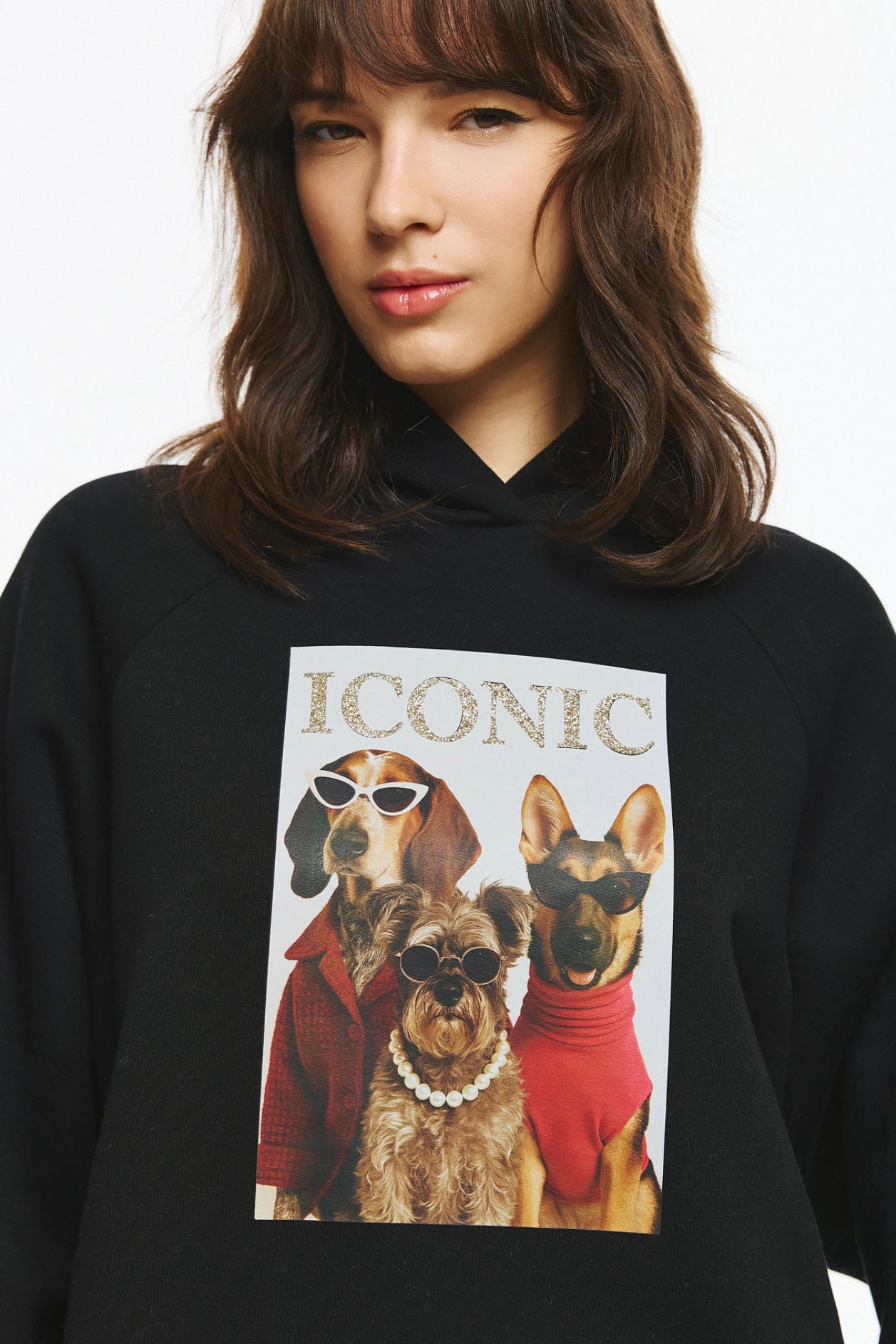 Unitee- Φούτερ Μπλούζα Μαύρο με Κουκούλα Iconic