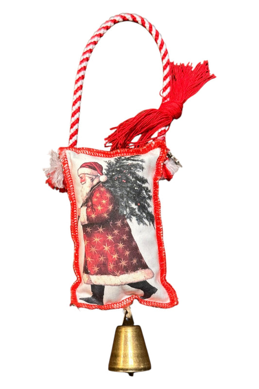 Maria Davilla - Χειροποίητο Γούρι Μαξιλαράκι Με Κουδουνάκι Santa