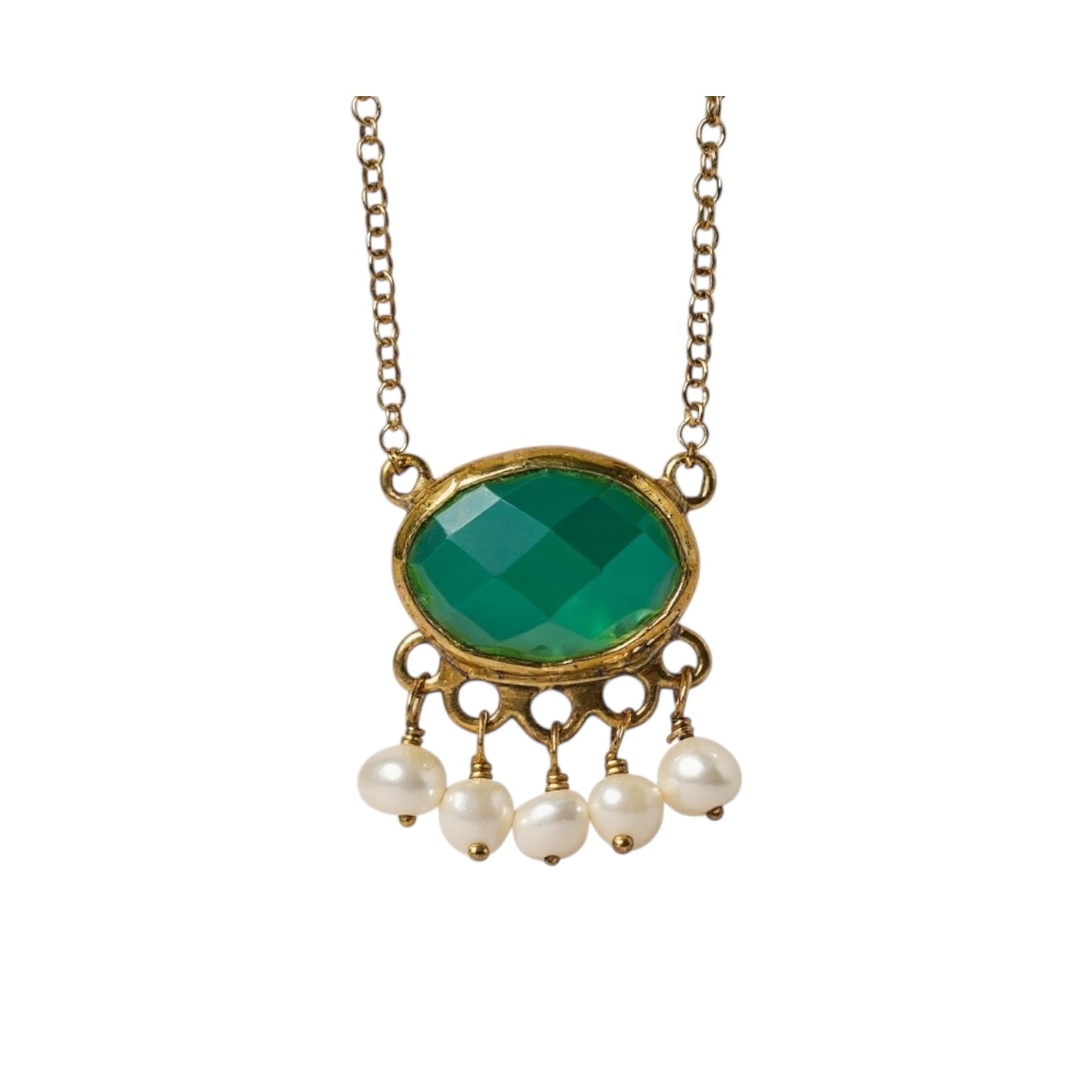 Tonia Makri - Χειροποίητο Επίχρυσο Ασημένιο Κολιέ με ημιπολύτιμους λίθους