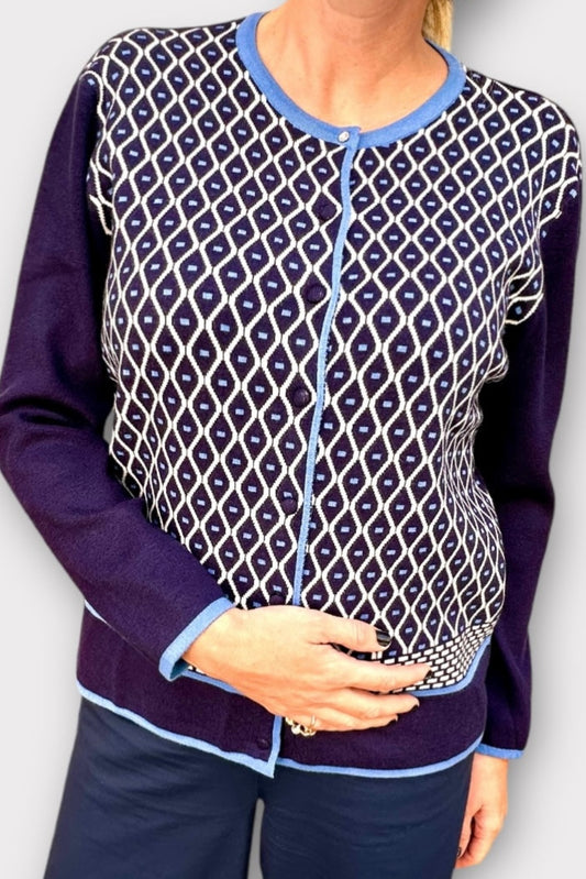 Charizma - Πλεκτή Κοντή Ζακέτα Με Ρόμβους