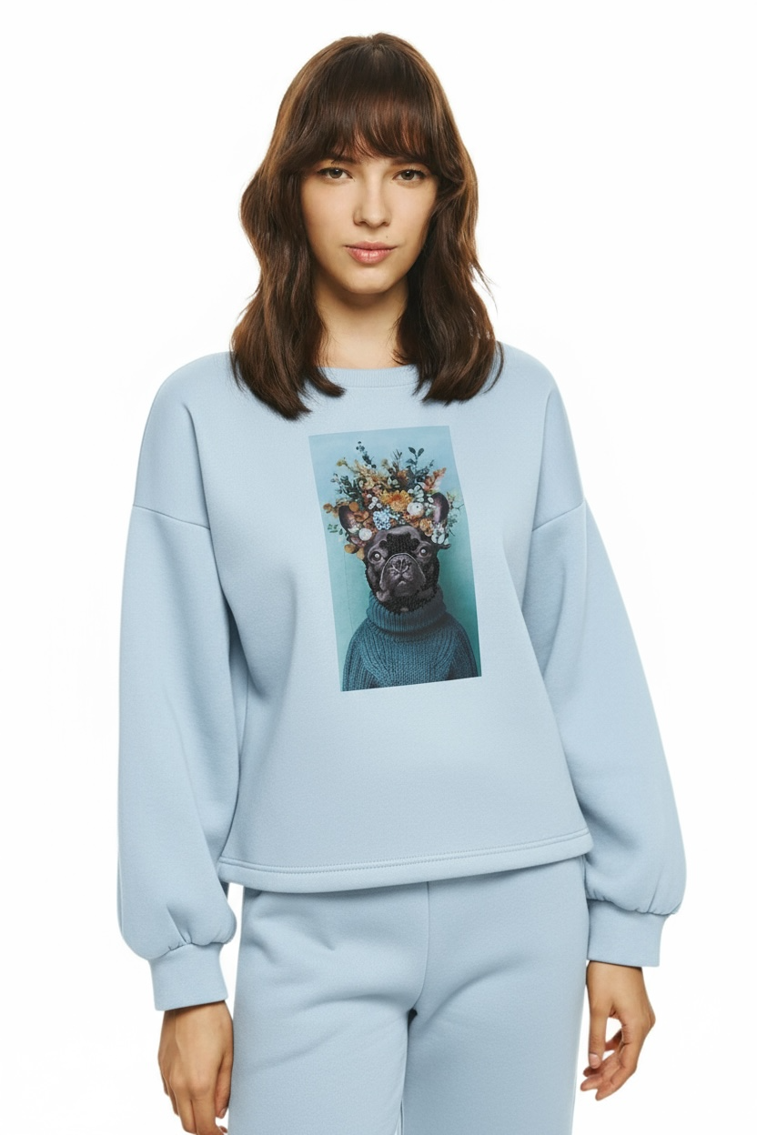 Unitee- Φούτερ Μπλούζα με Γαλλικό Μπουλντόγκ