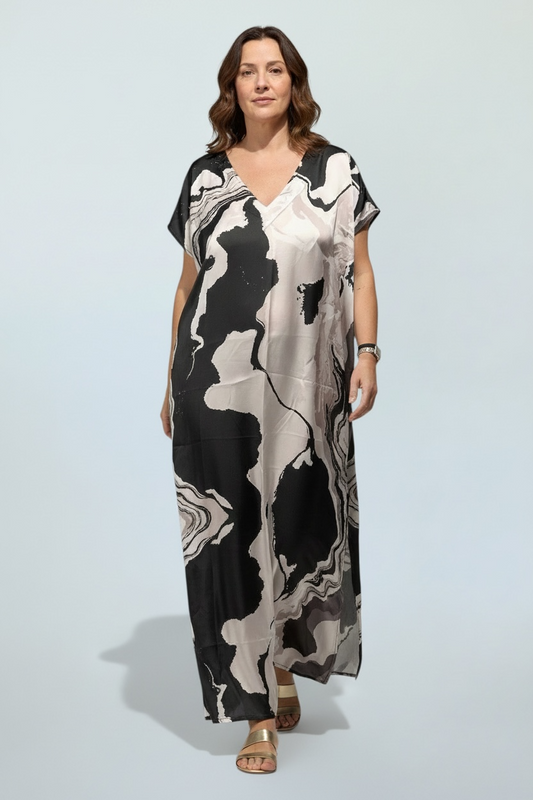 Anlyta - Oversized Καφτάνι Silk Touch  Barbara Black & White