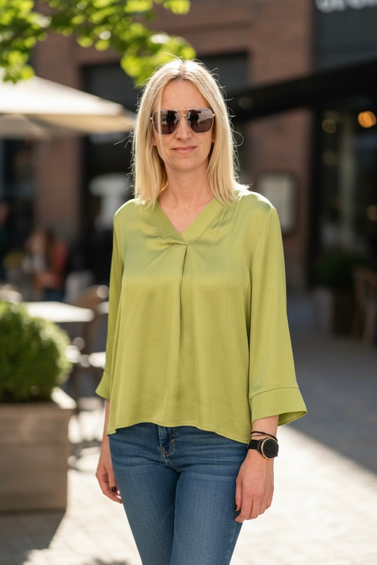 Cache Cache - Μπλούζα Σατέν Με Μακρύ Μανίκι Olive