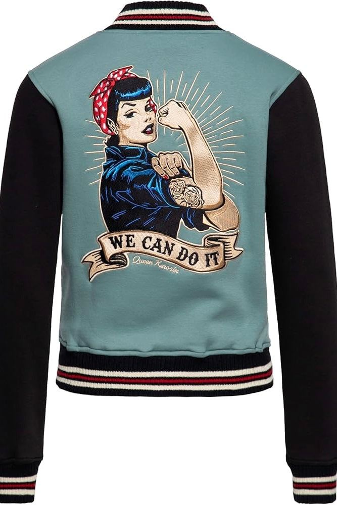 Queen Kerosin - Κολεγιακό Τζάκετ «We Can Do It» Μέντα