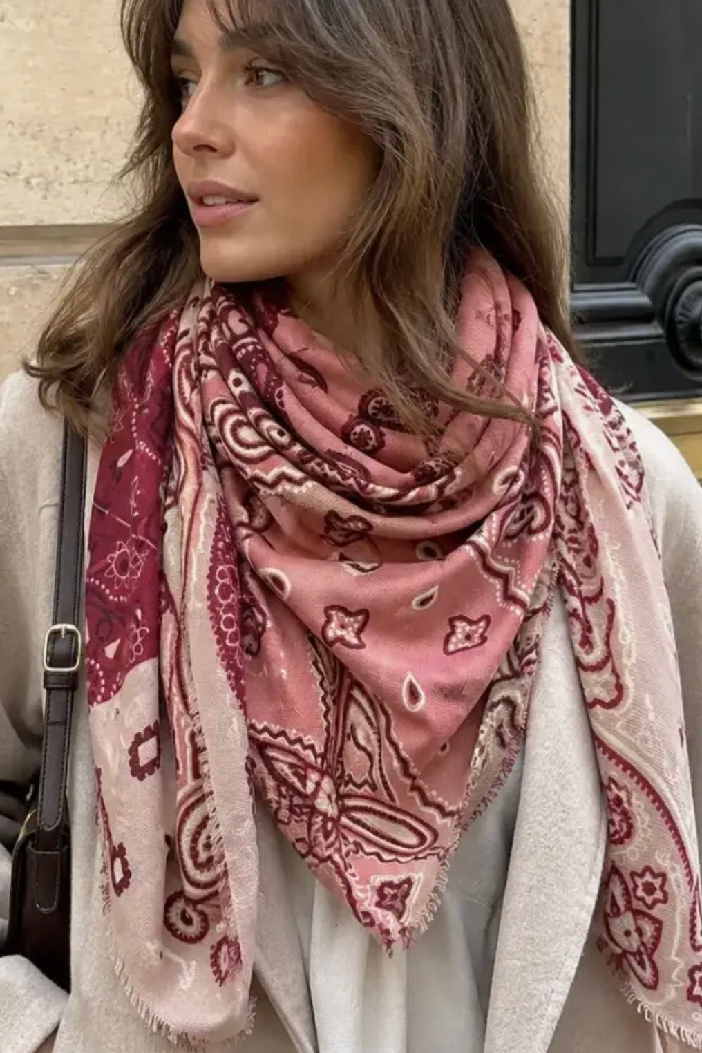Lineta - Μεγάλο Τετράγωνο Μαντήλι Patchwork Rouge Bandana 110x100cm