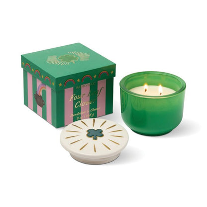 Paddywax Charmed  - Green 4 Leaf Clover - Dandelion & Clover κερί σόγιας σε πράσινο γυάλινο δοχείο 226gr