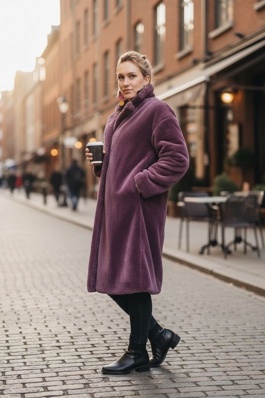 New Age - Παλτό Γούνα Μωβ