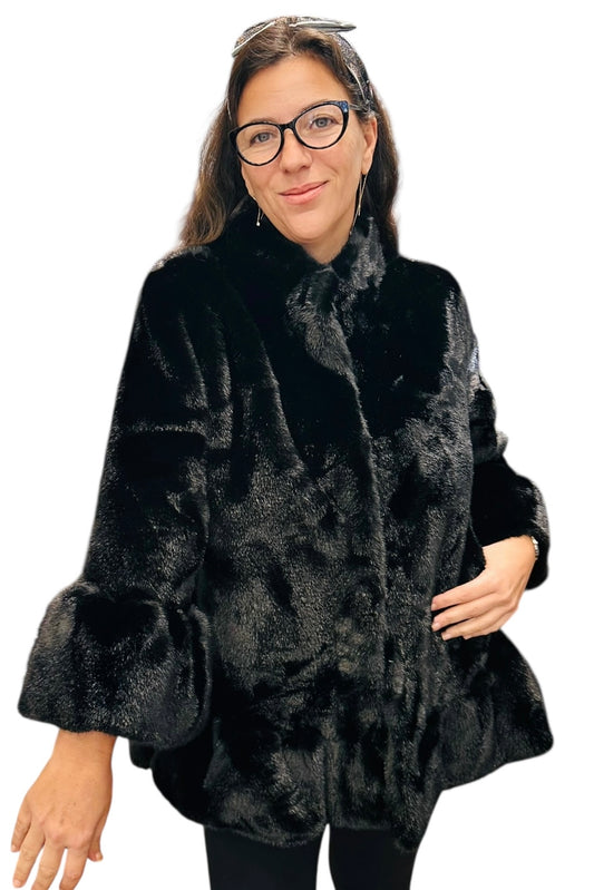 Charizma - Συνθετική Γούνα με Βολάν Μαύρη