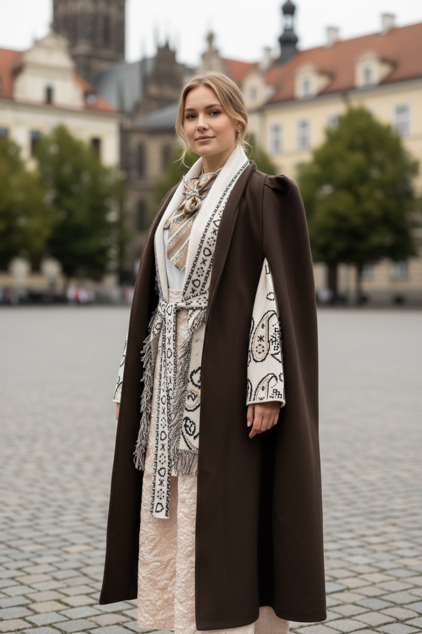 Charizma - Μακριά Κάπα Καφέ Σκούρο