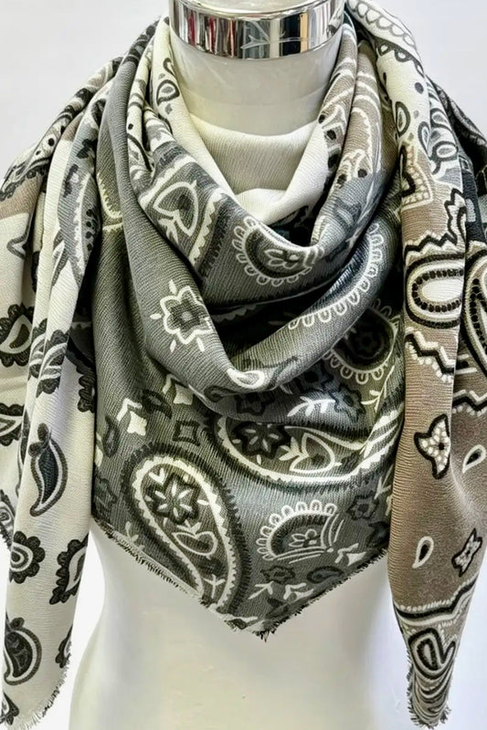 Lineta - Μεγάλο Τετράγωνο Μαντήλι Patchwork Black Bandana 110x100cm