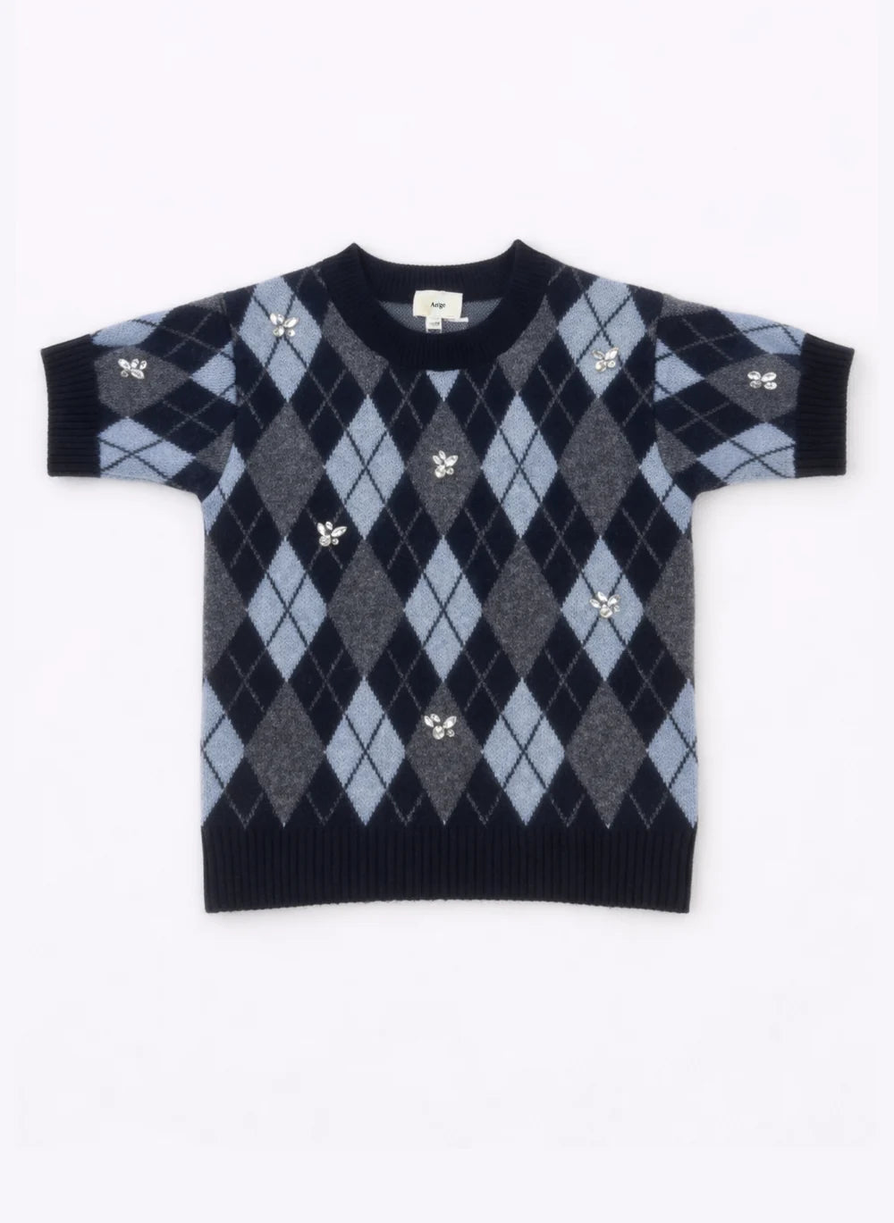 An'ge - Nadriana Marine Πλεκτό Top Jacquard με Κεντημένα Διακοσμητικά