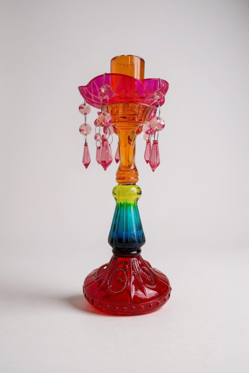 Χρωματιστά Γυάλινα Κηροπήγια στυλ Murano 2 τεμ