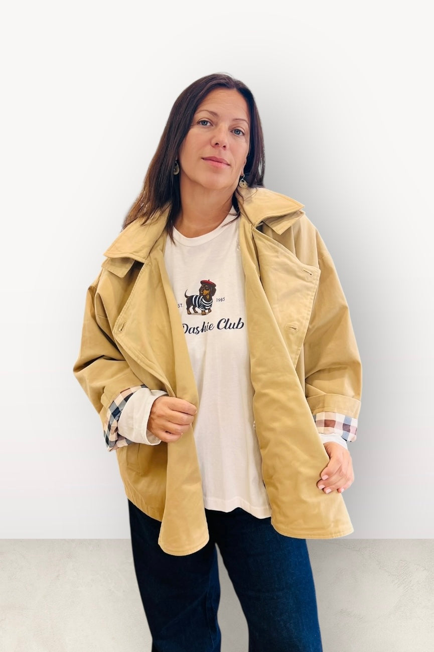 Gioya & Co - Καμπαρντίνα Κοντή με Καρό Λεπτομέρειες