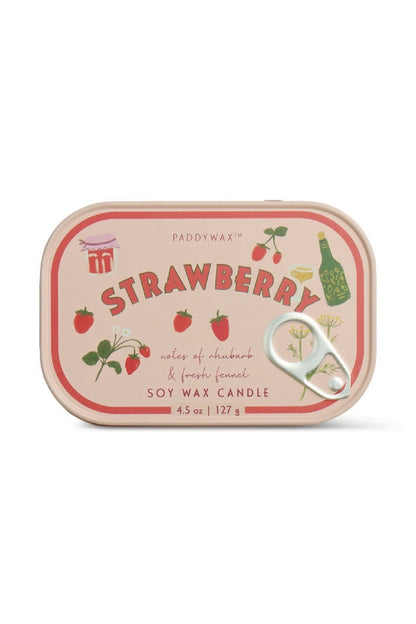 Paddywax Bistro Strawberry - Φυτικό Κερί 127gr σε μεταλλικό δοχείο-κονσέρβα strawberry