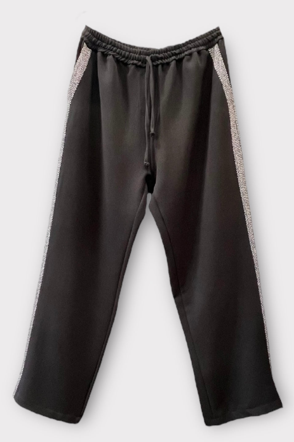 Figaro - Ψηλόμεσο Μαύρο Παντελόνι με Ρίγα Ψαροκόκαλο στο Πλάι και Λάστιχο