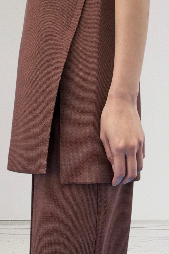 Tailor Made - Σετ Oversized V Neck Τουνίκ Και Παντελόνα Καφέ