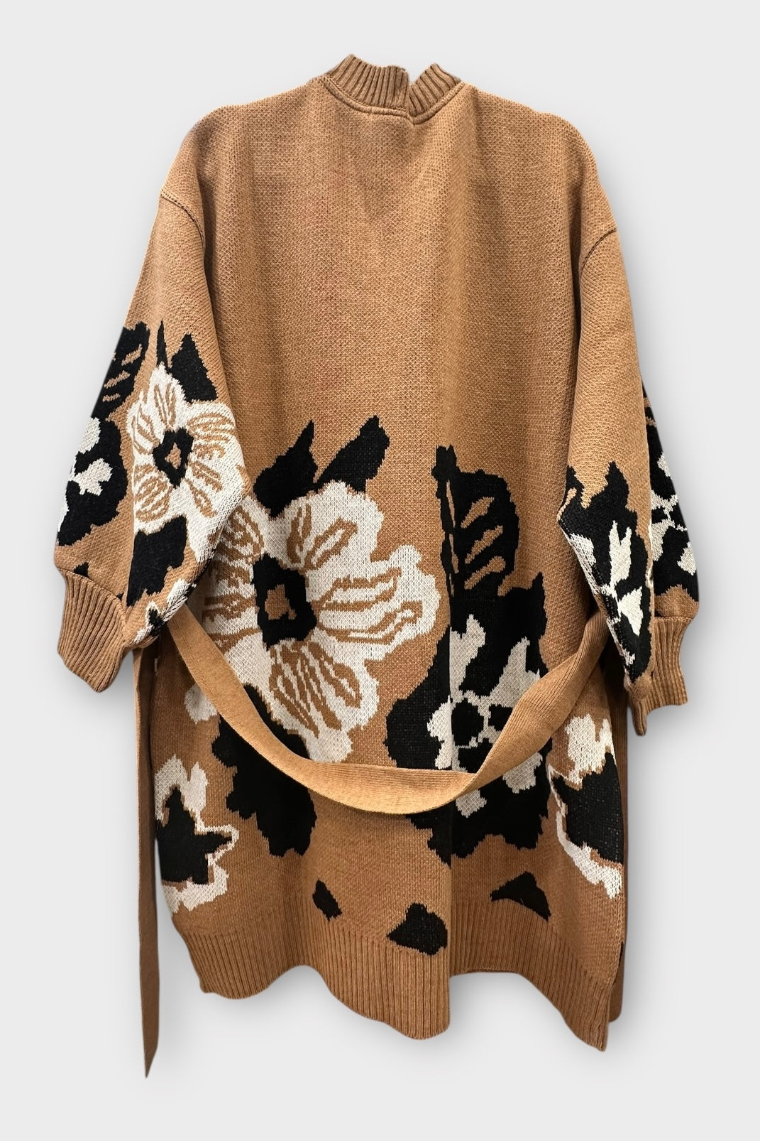 Figaro - Πλεκτή Μακριά Ζακέτα Belted Knit Καφέ