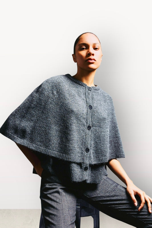 Tailor Made - Πλεκτό Πουλόβερ Κάπα Γκρι