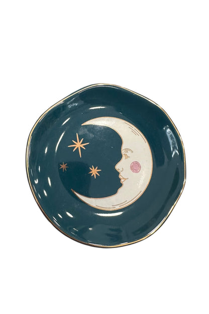Designworks Celestial Terracotta Teal Moon - Κεραμικό Πιατάκι Μικροαντικειμένων