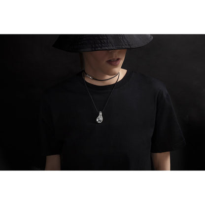 Ava88 - Ασημένιο 925 Unisex Κολιέ με Μοντέρνο Γλυπτό Μενταγιόν Eye