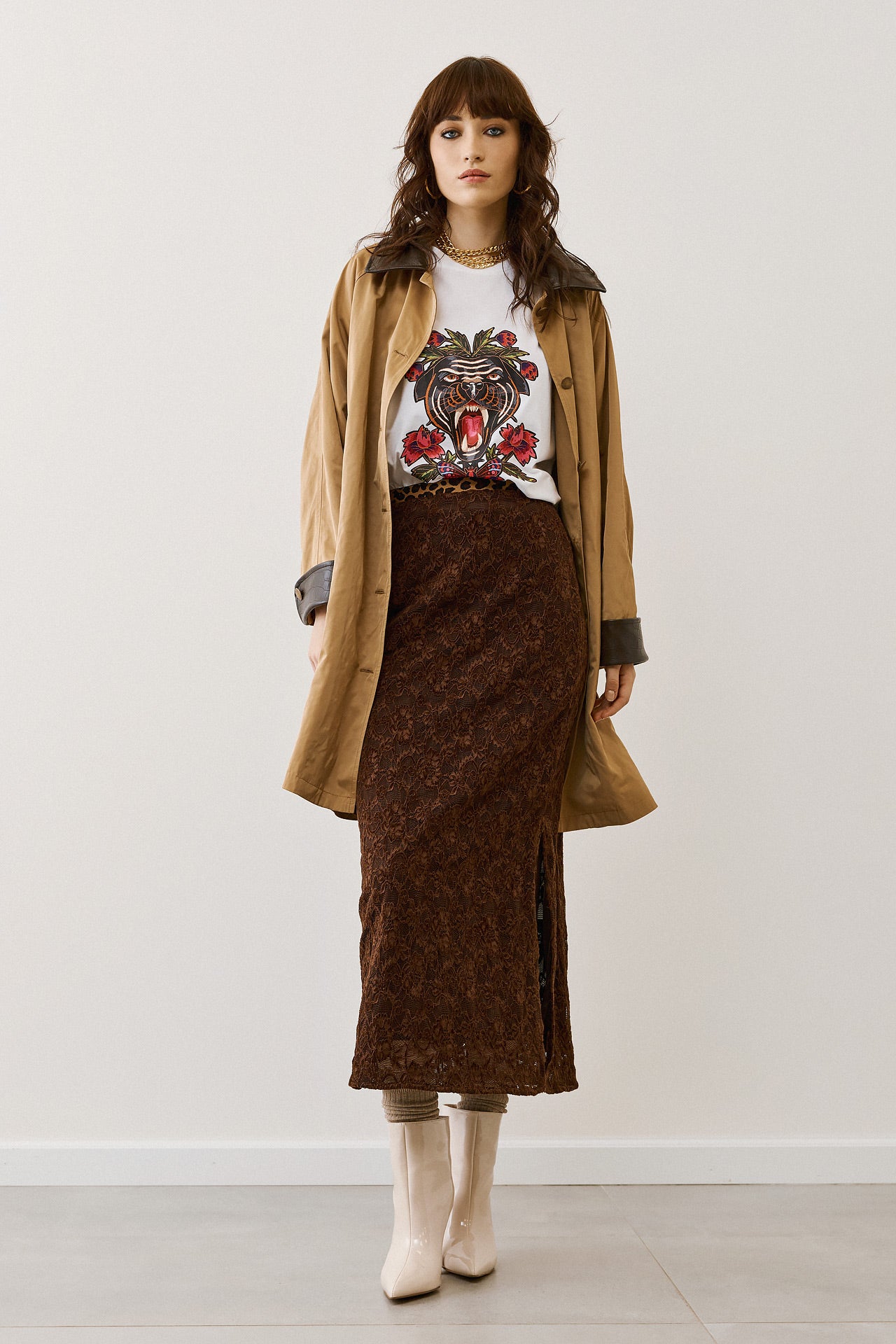 Eighty2 by Figaro - Λευκό Μακό με Animal & Floral Print