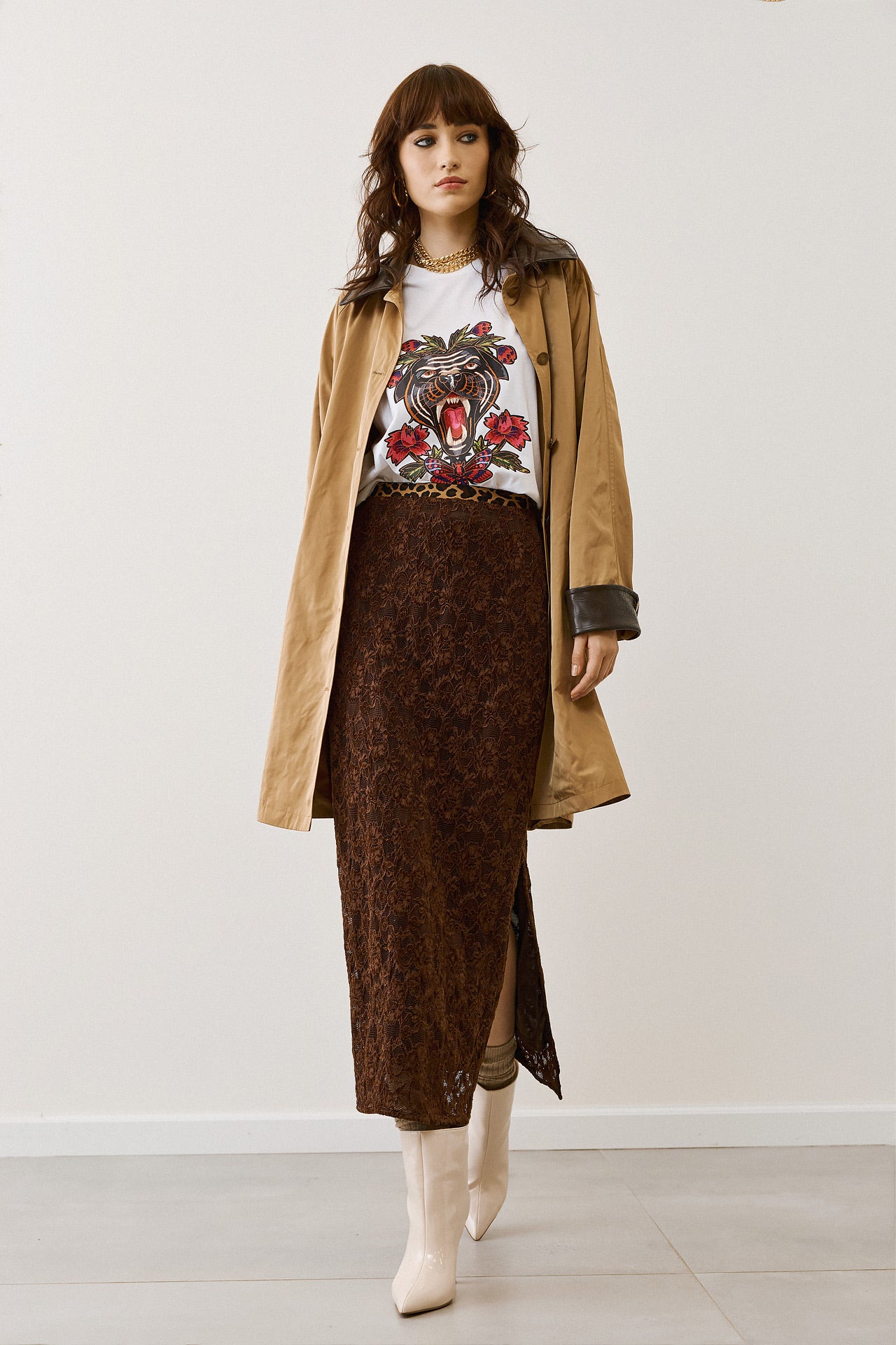 Eighty2 by Figaro - Λευκό Μακό με Animal & Floral Print