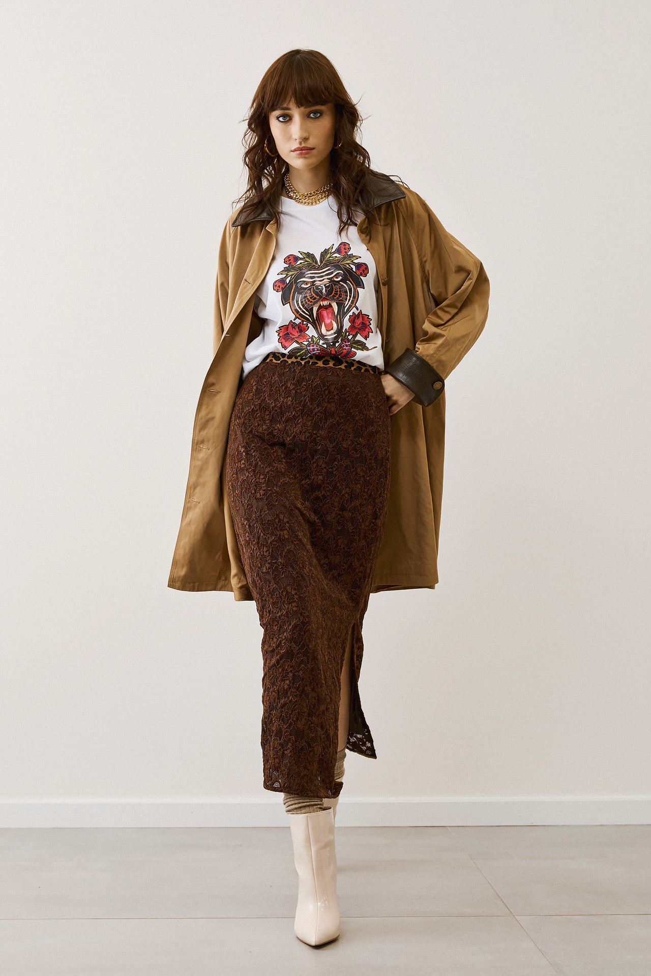 Eighty2 by Figaro - Λευκό Μακό με Animal & Floral Print