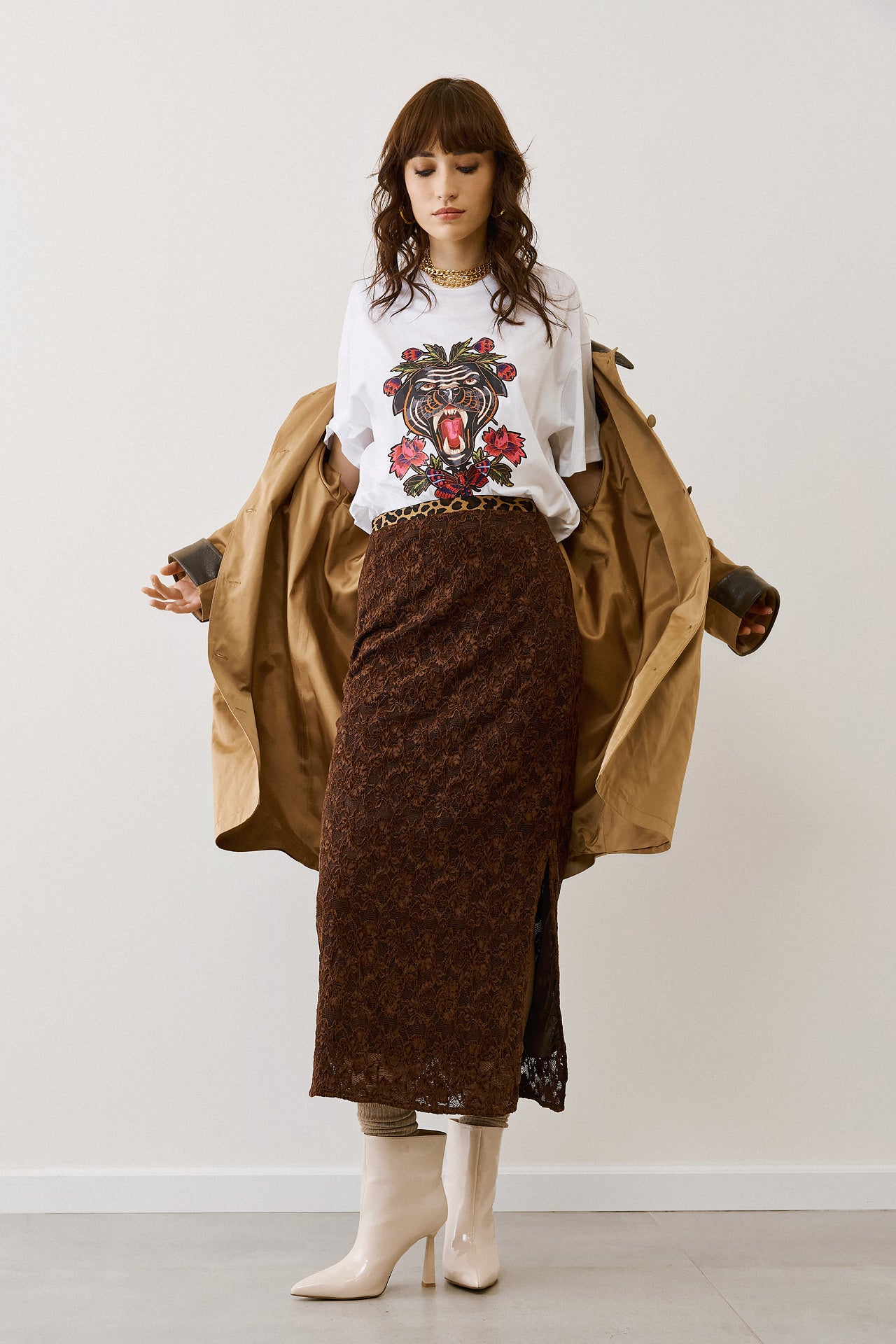 Eighty2 by Figaro - Λευκό Μακό με Animal & Floral Print