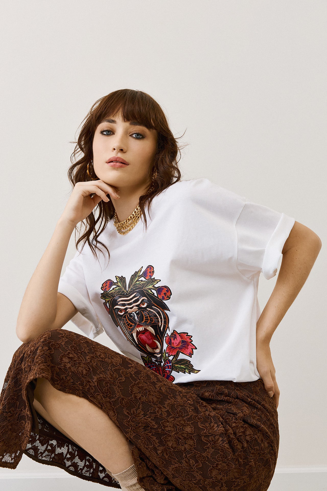 Eighty2 by Figaro - Λευκό Μακό με Animal & Floral Print