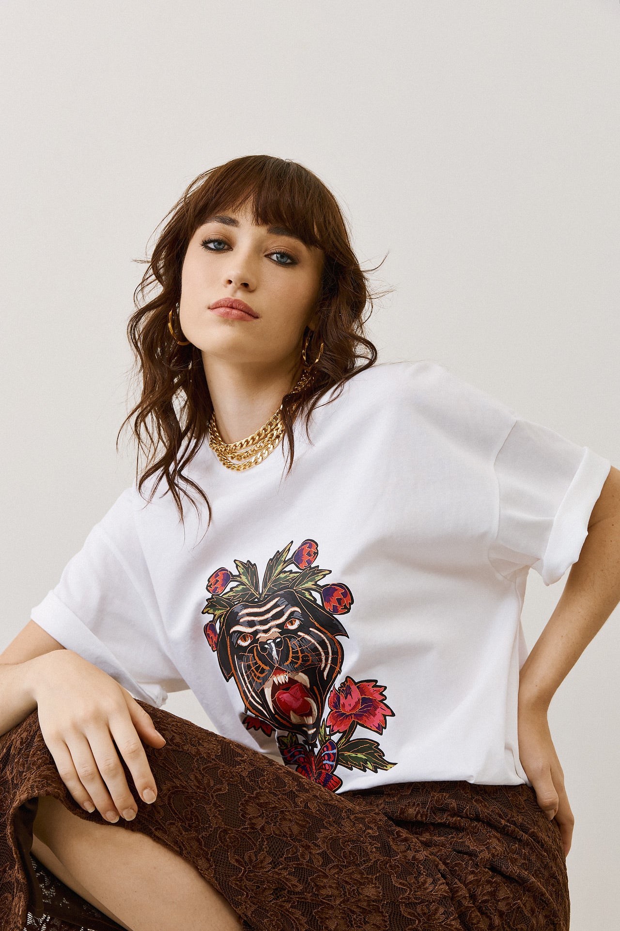 Eighty2 by Figaro - Λευκό Μακό με Animal & Floral Print