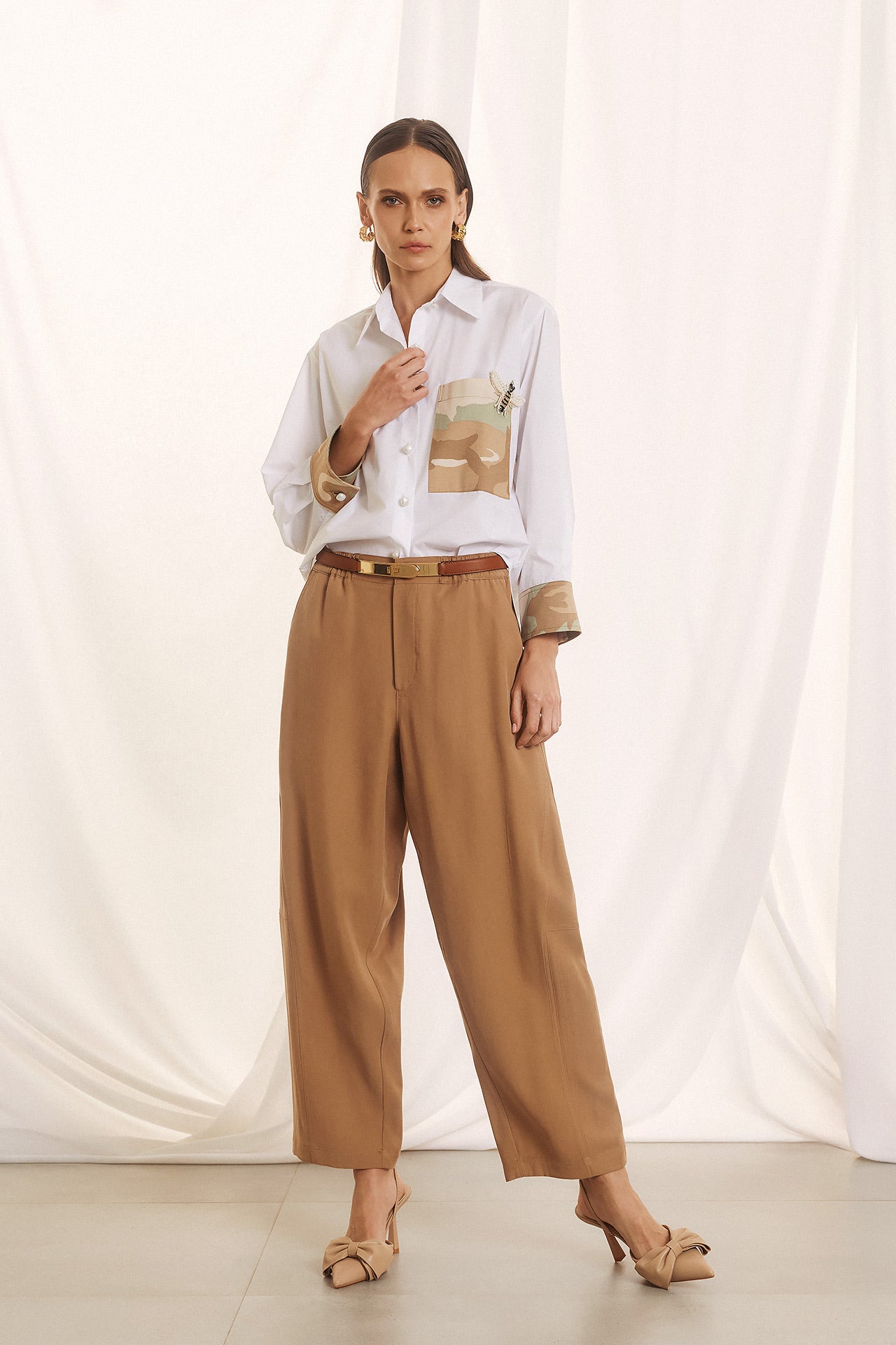 Eighty2 by Figaro - Πουκάμισο Camouflage με Πέρλα Κουμπιά & Διακοσμητική Μέλισσα