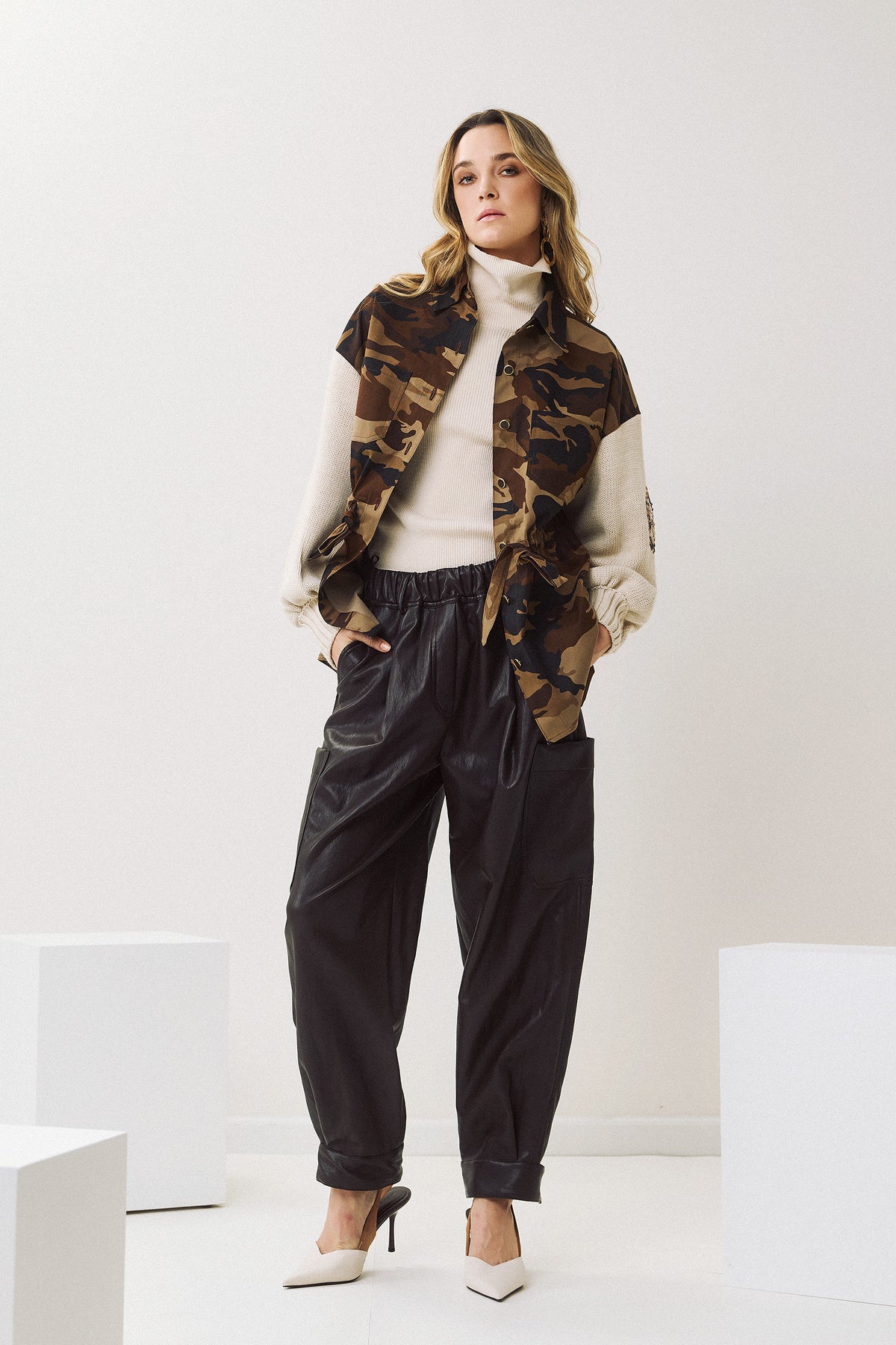 Eighty2 by Figaro - Overshirt Παραλλαγής με Πλεκτά Μανίκια & Παγιέτες