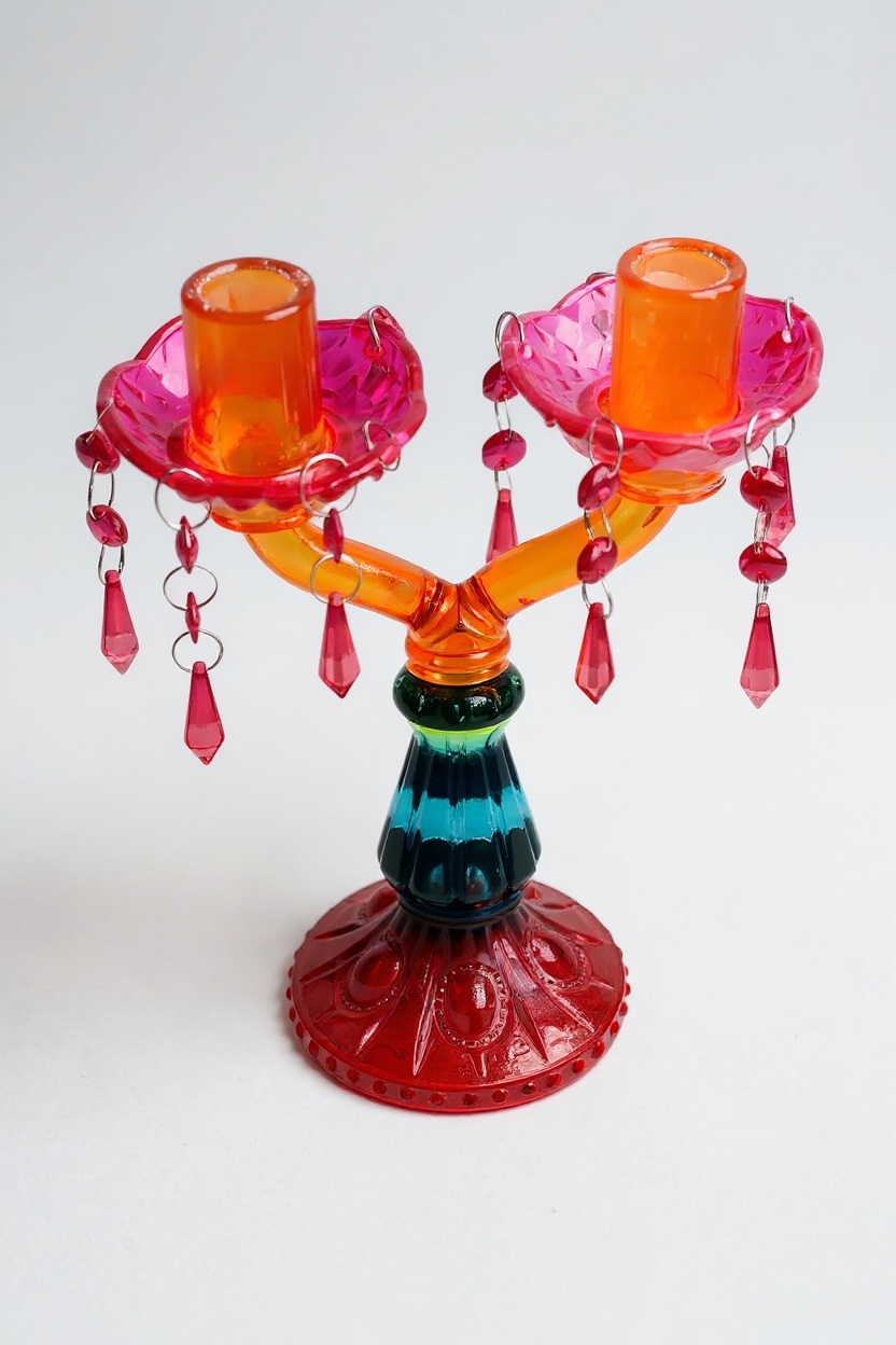 Χρωματιστά Γυάλινα Κηροπήγια στυλ Murano 2 τεμ
