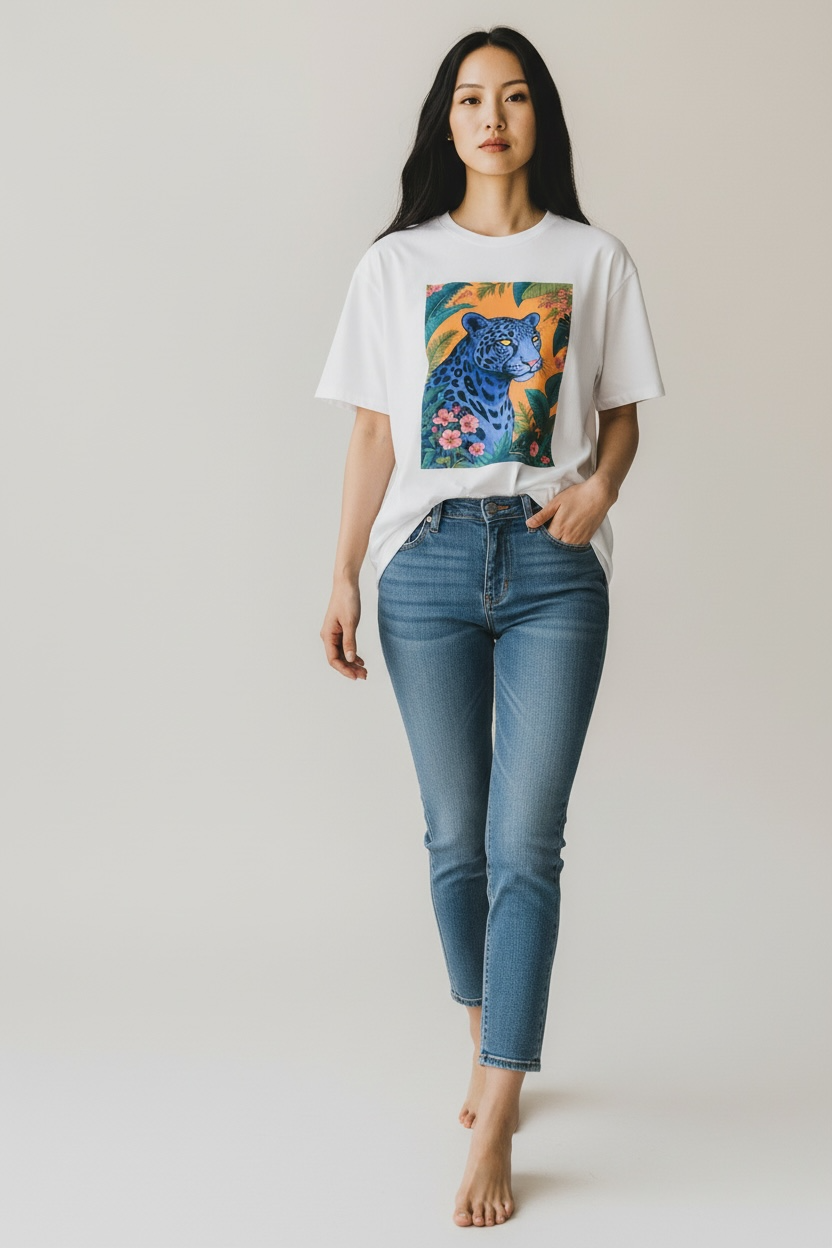Charizma - Oversized Μακό T-shirt Blue Panther
