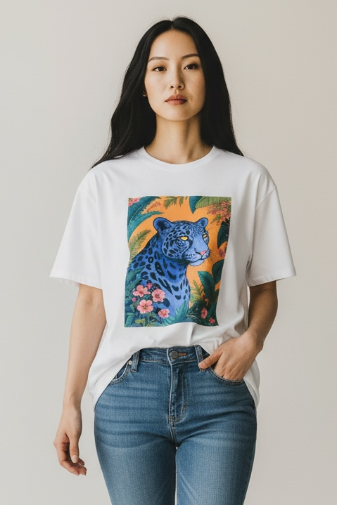 Charizma - Oversized Μακό T-shirt Blue Panther