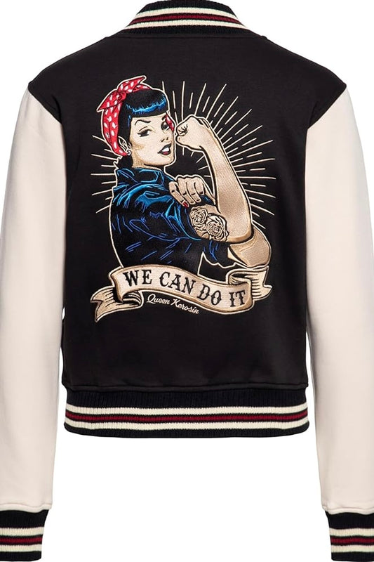 Queen Kerosin - Κολεγιακό Τζάκετ «We Can Do It» Μαύρο