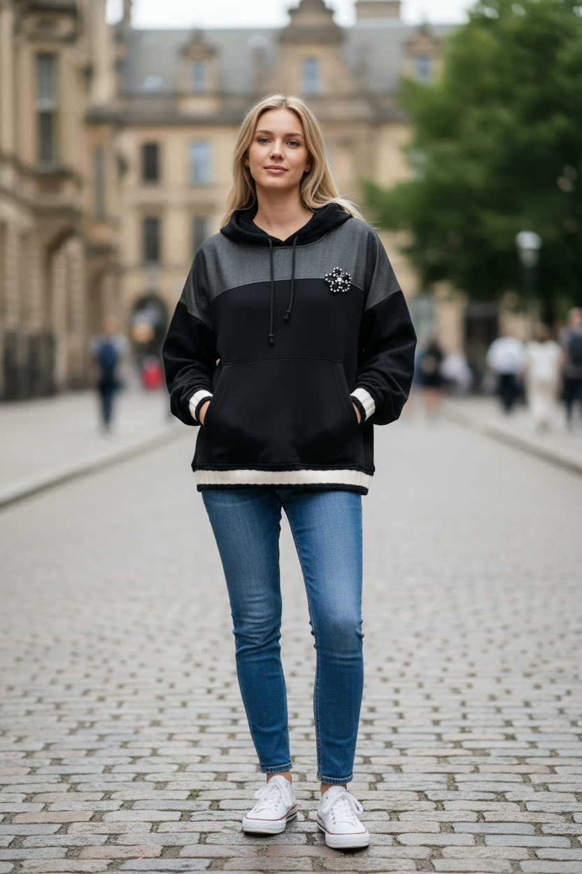 Eighty2 by Figaro - Φούτερ με Κουκούλα & Διακοσμητικό με Στρας