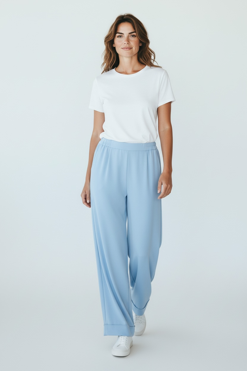 Charizma - Oversized γαλάζιο παντελόνι με λάστιχο στη μέση & ρεβέρ