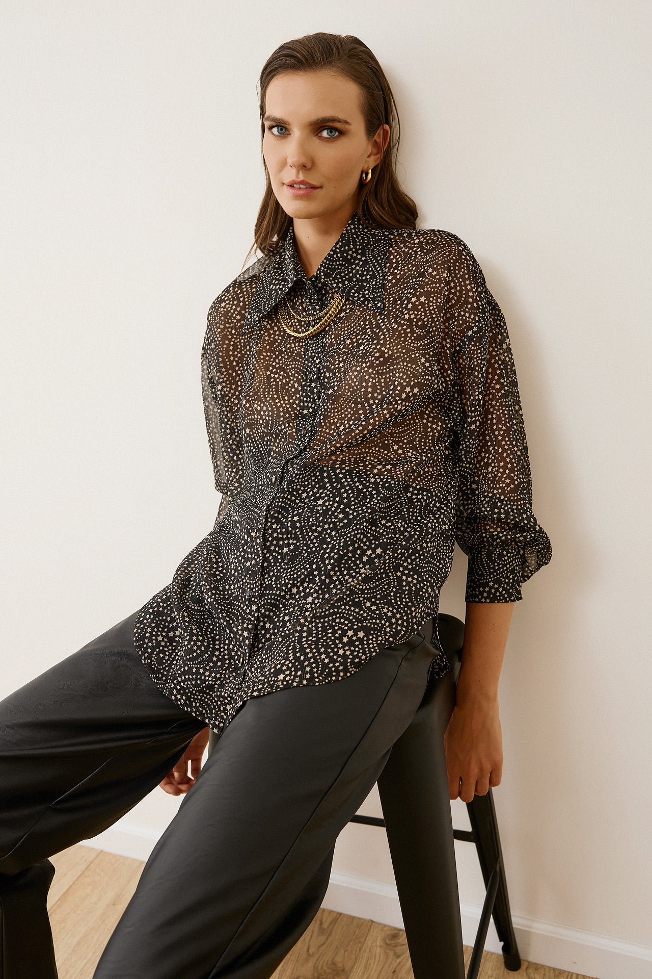 Figaro - Διαφανές Πουκάμισο με Σχέδιο Αστεριών