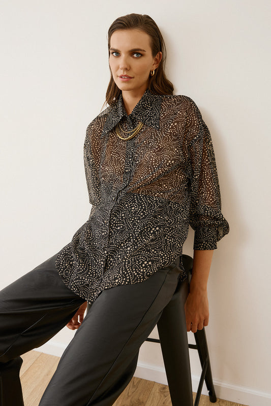 Figaro - Διαφανές Πουκάμισο με Σχέδιο Αστεριών