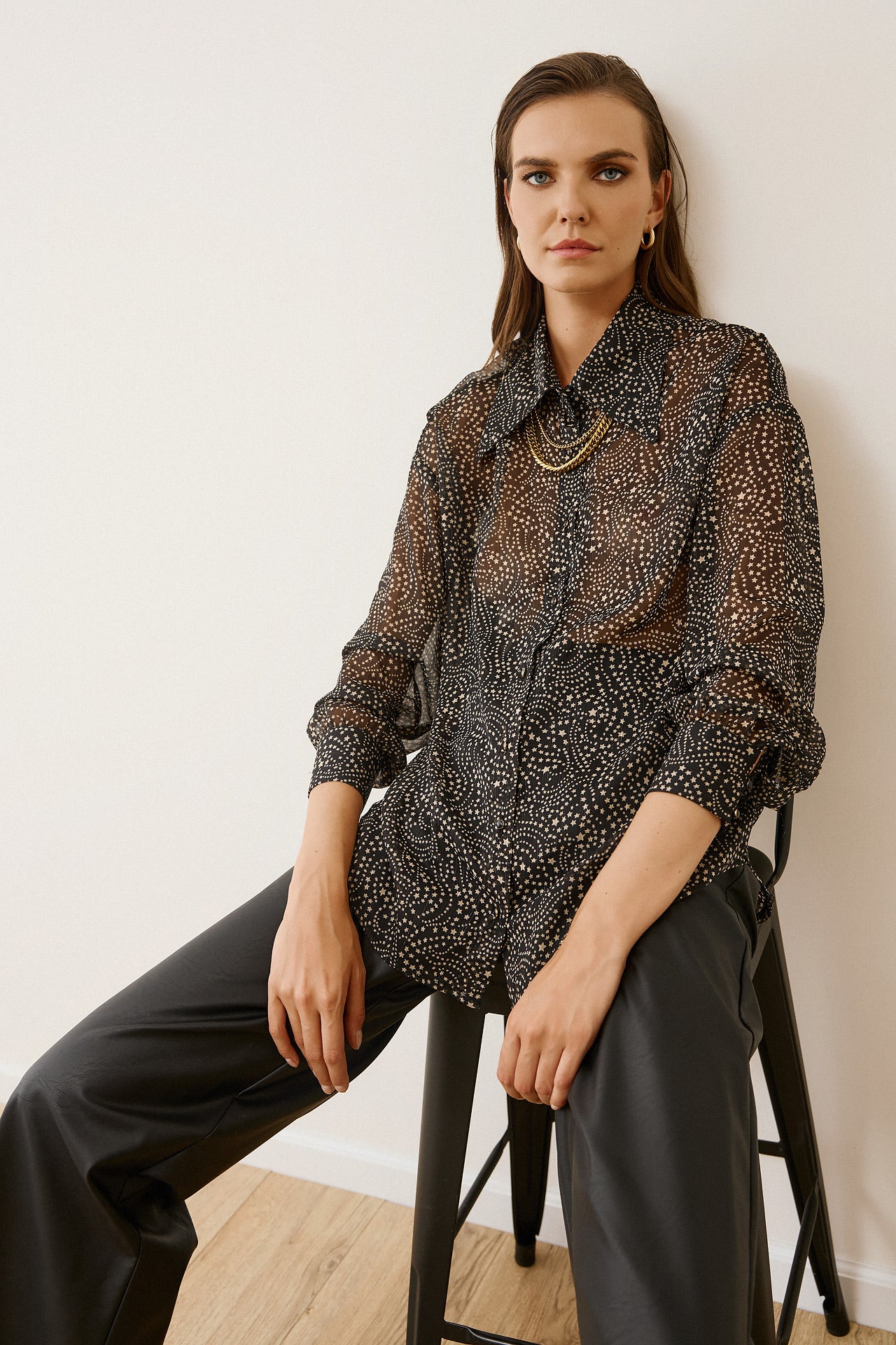 Figaro - Διαφανές Πουκάμισο με Σχέδιο Αστεριών