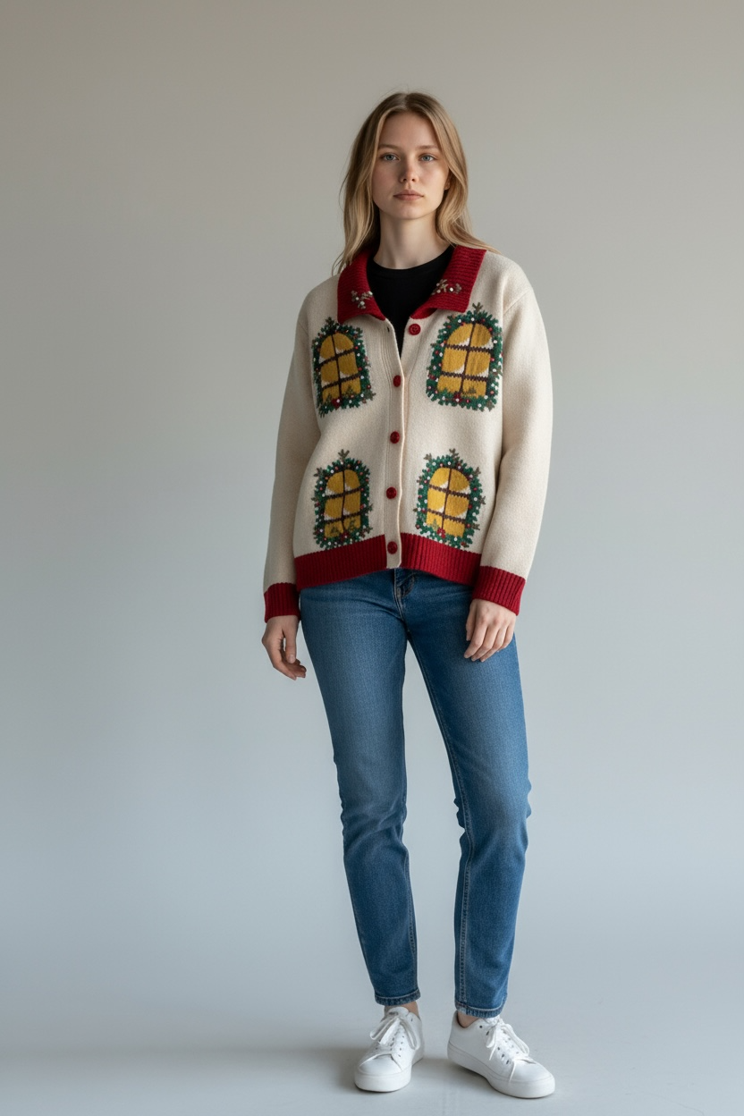 Charizma - Xmas Πλεκτή Κοντή Ζακέτα