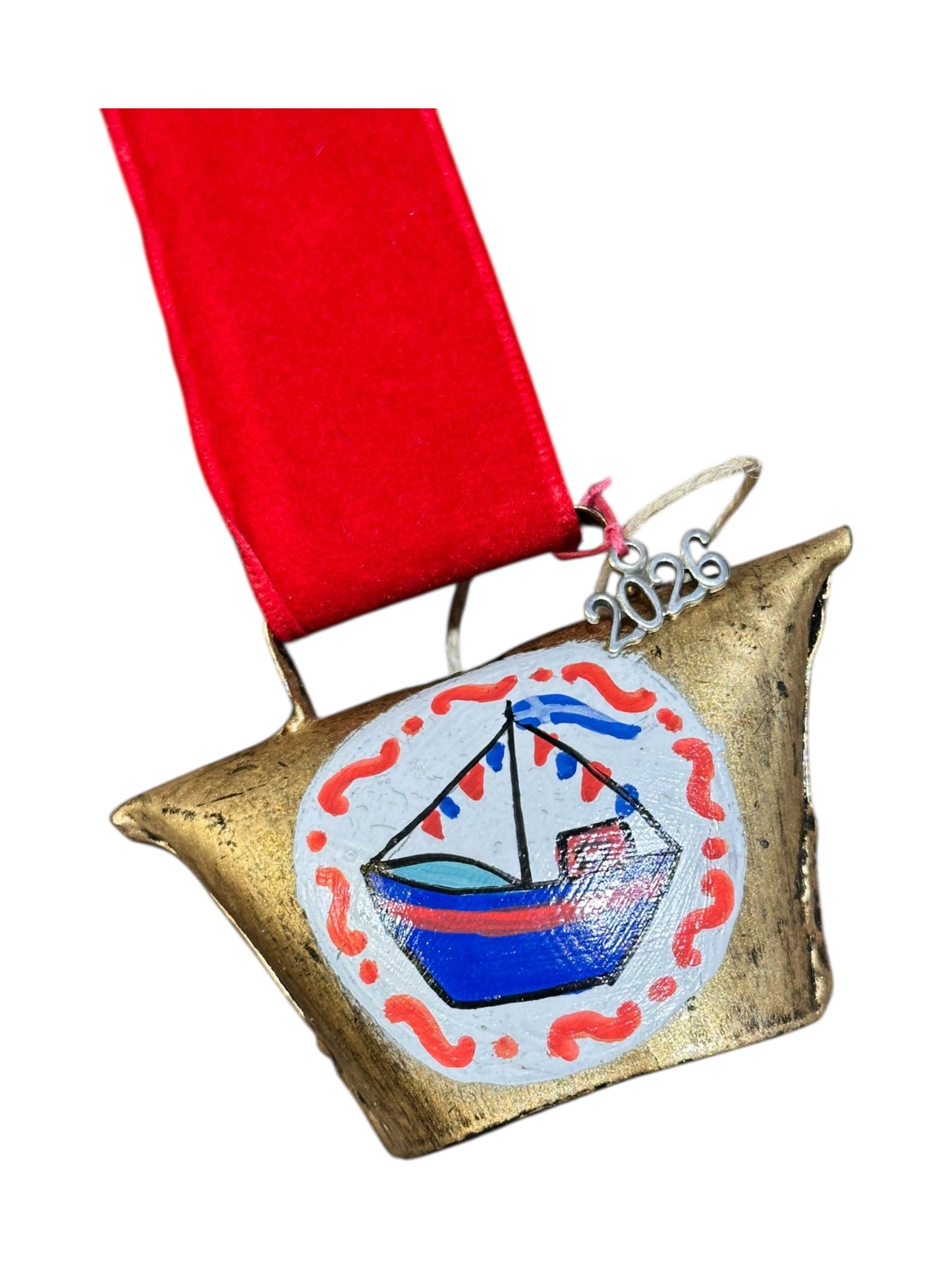 Maria Davilla - Χειροποίητο Ζωγραφισμένο Μεταλλικό Κουδούνι Καραβάκι