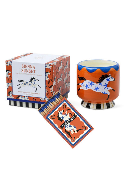 Paddywax A dopo Horse - Κεραμικό κερί σόγιας, Seinna Sunset 226gr & Σπίρτα 75 τεμ