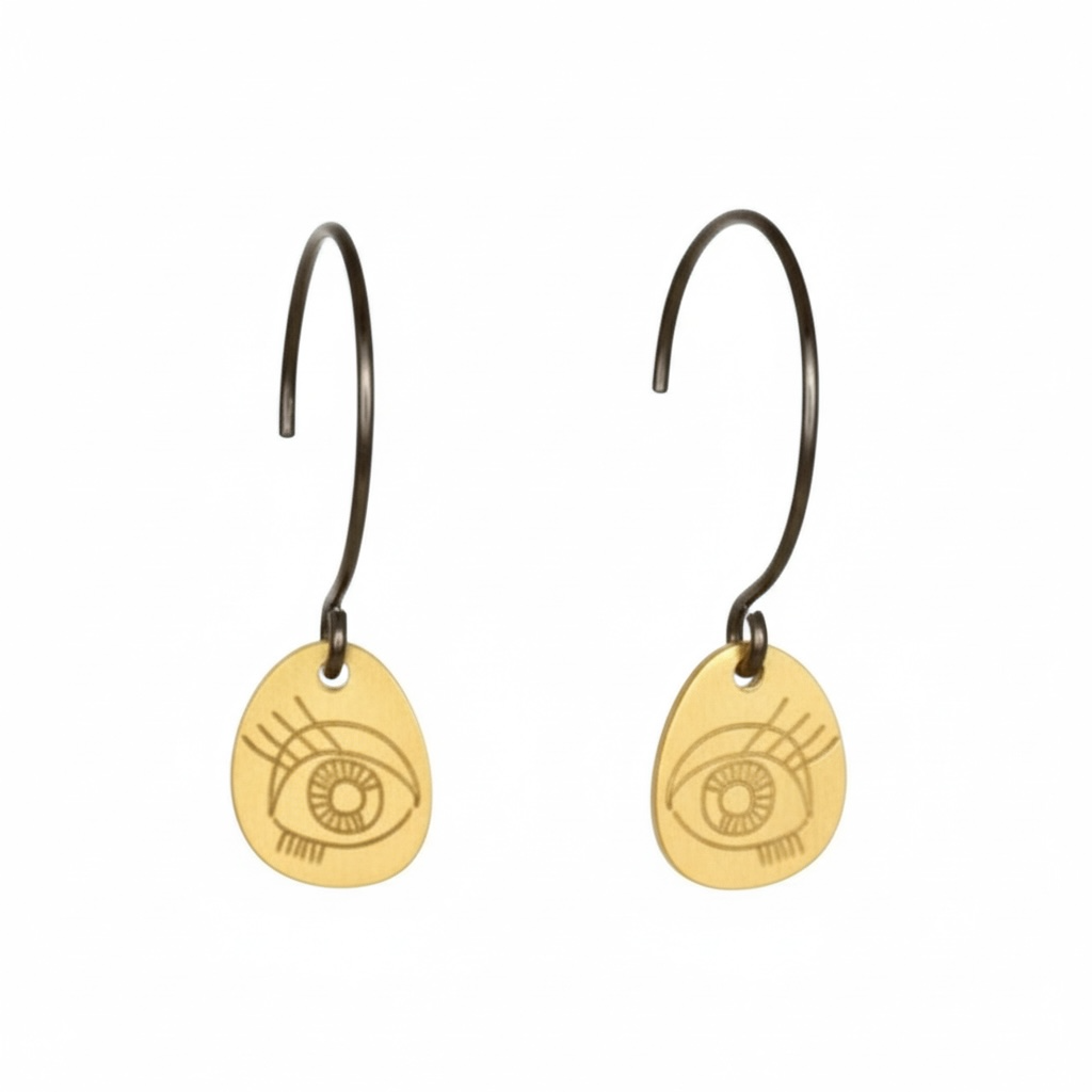 Pavlina Verouki Classic Eyes -  Σκουλαρίκια Κρίκοι Βότσαλο Χρυσό