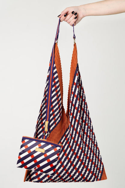 Multitudes - Τσάντα Y Πλισέ «Sophia Terracotta» & Pochette από Σατέν 30x60 εκ.