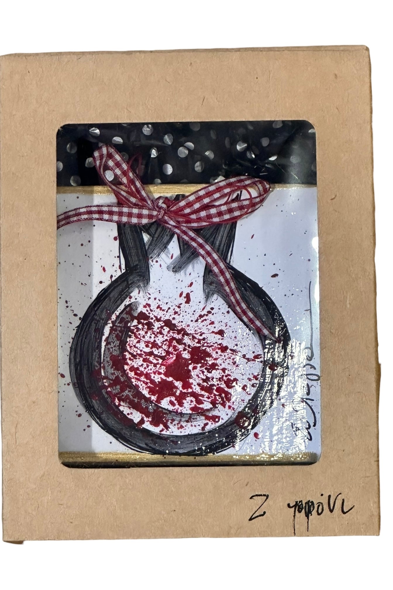 Ψαρόνι - Κεραμικό Γούρι Πλακάκι Ρόδι Χρυσό